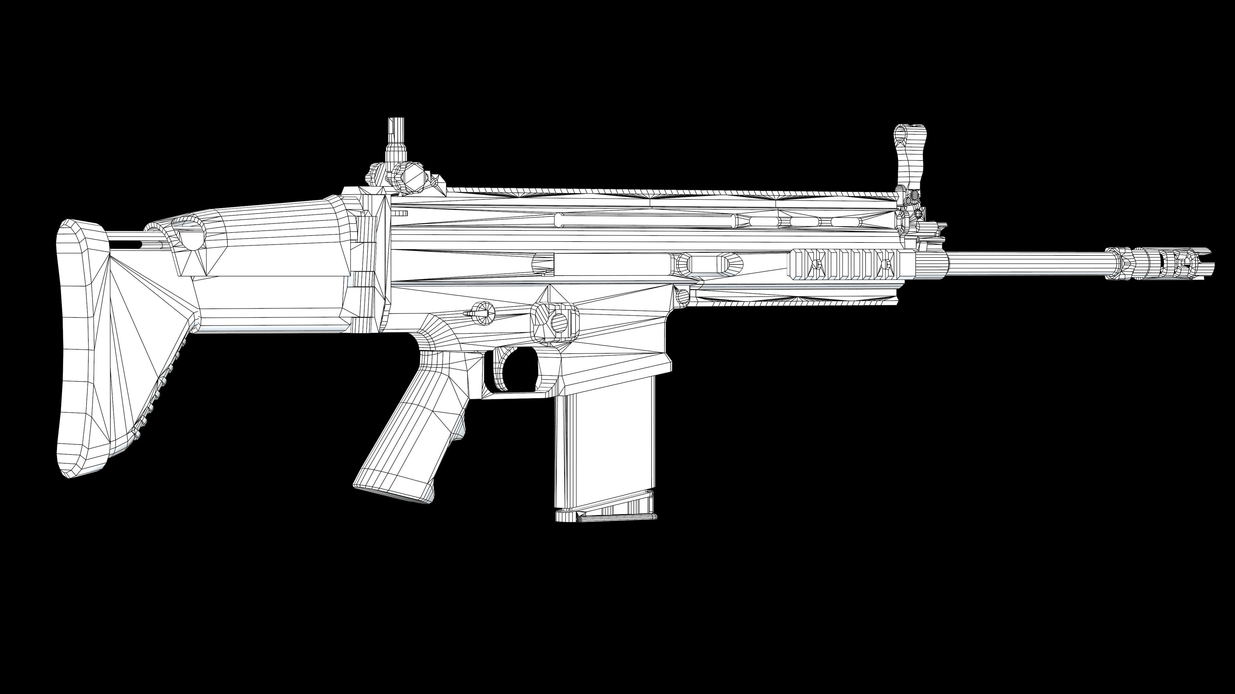 FN SCAR 17S PBR Worn Low-poly 3D model_10