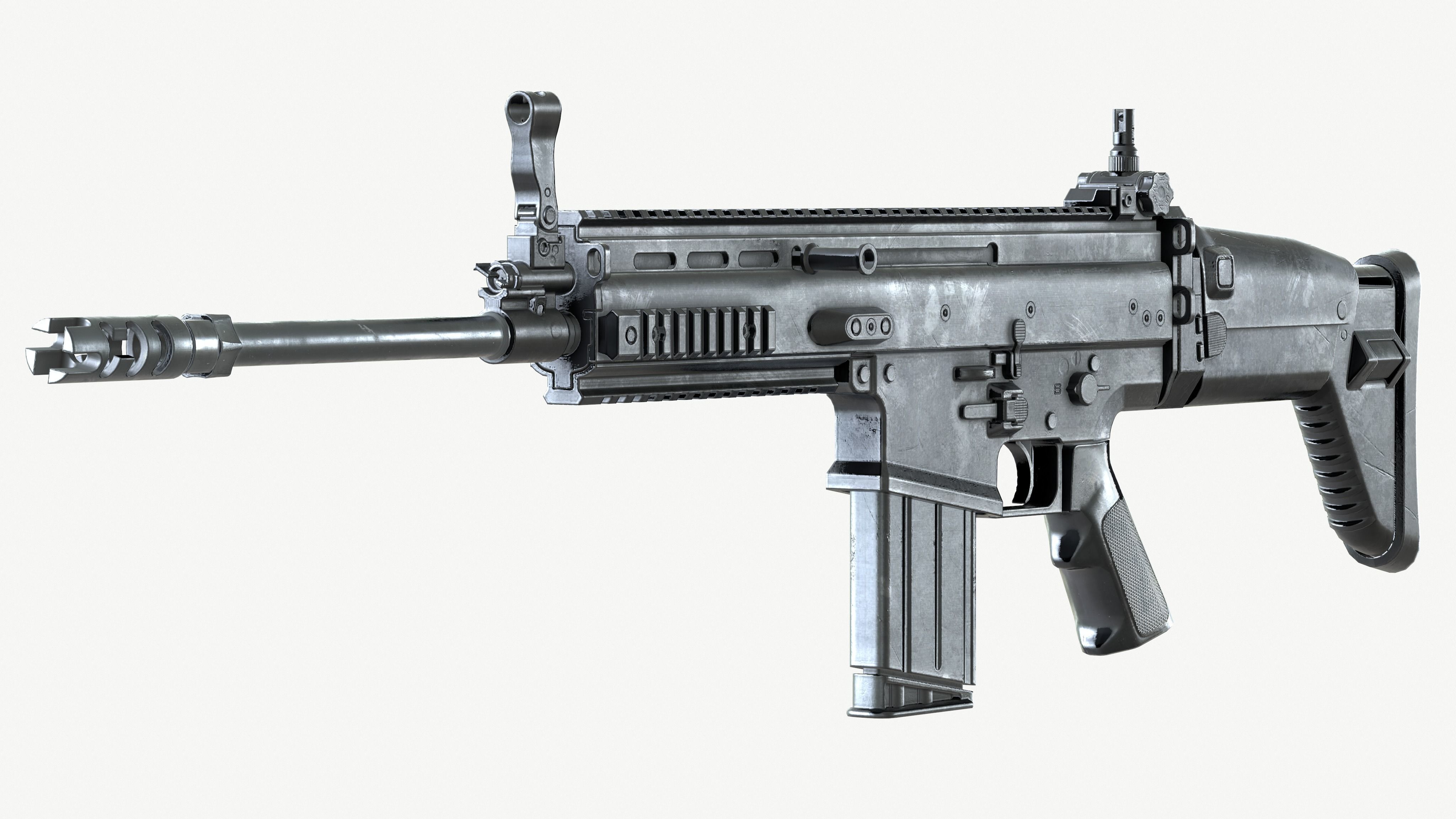 FN SCAR 17S PBR Worn Low-poly 3D model_9