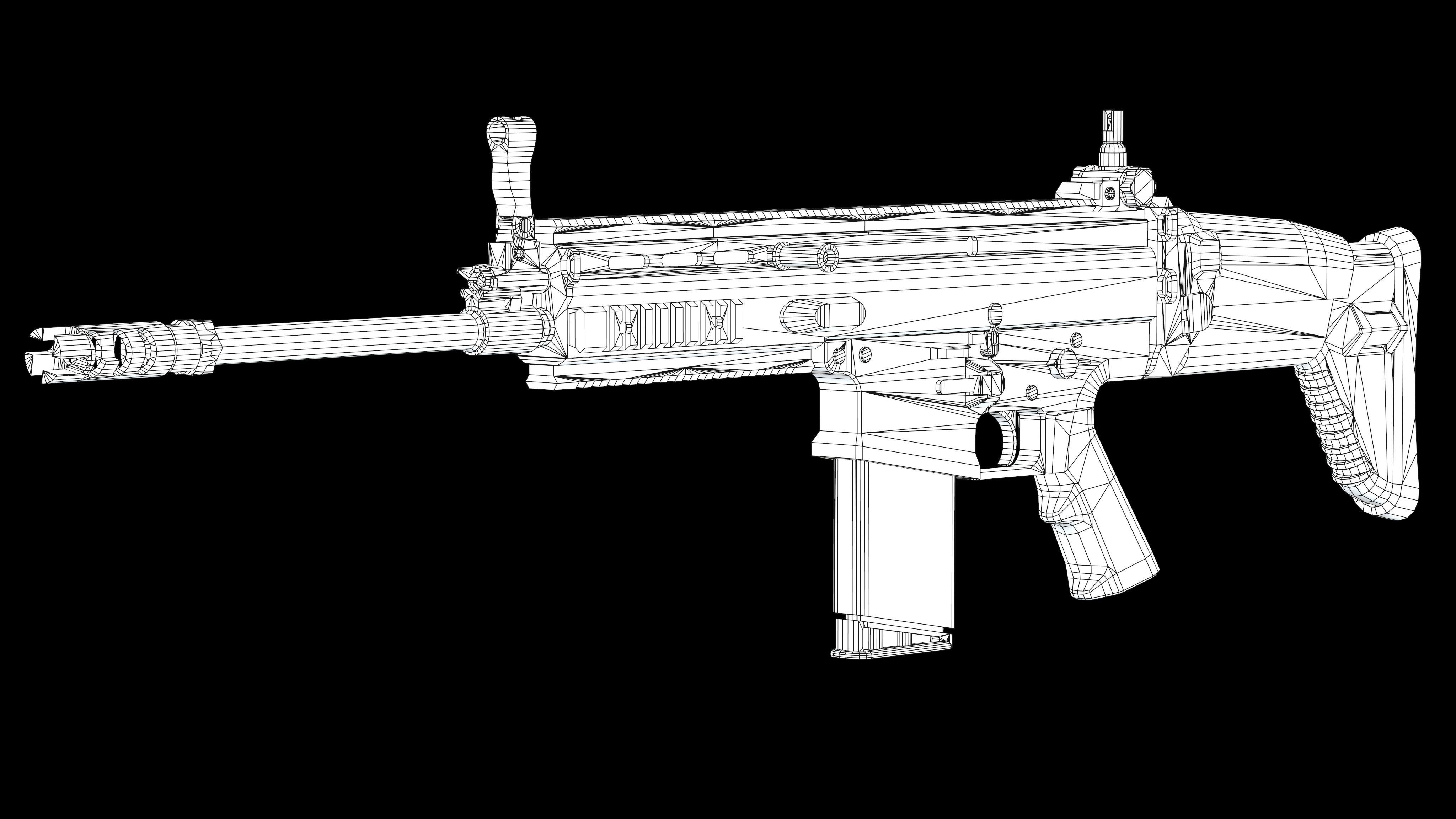 FN SCAR 17S PBR Worn Low-poly 3D model_11