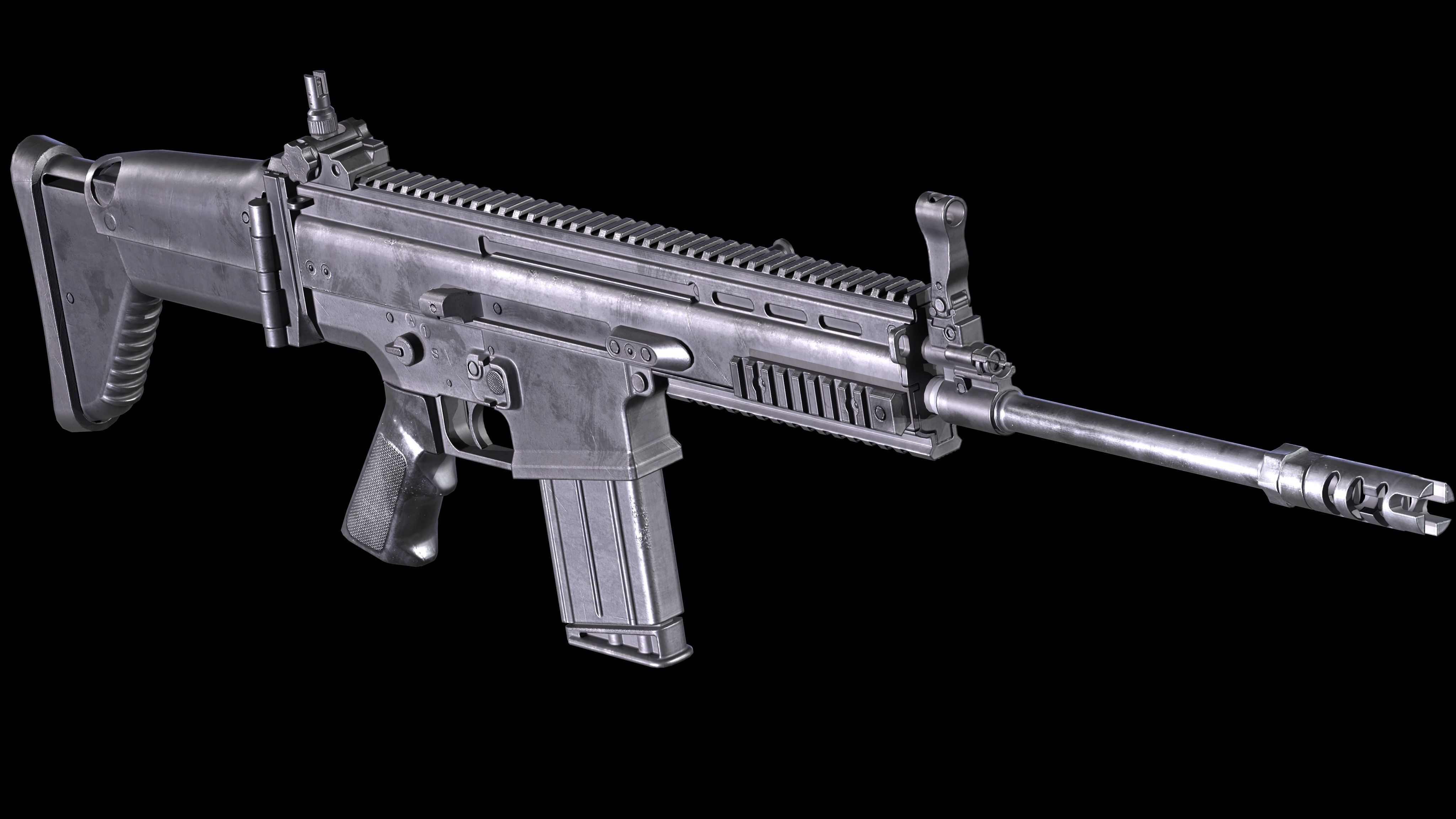 FN SCAR 17S PBR Worn Low-poly 3D model_2