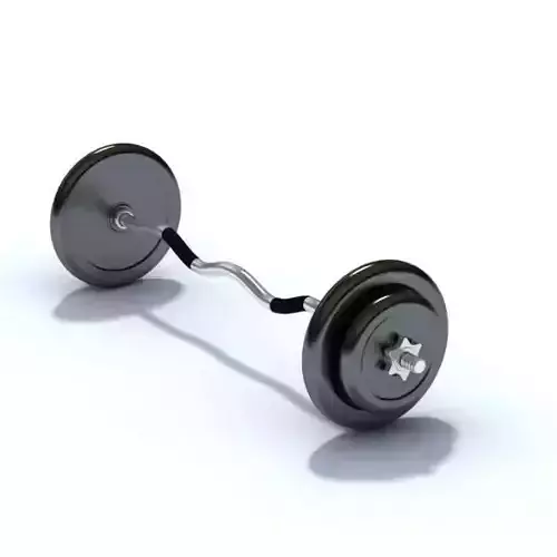 Curved Barbell With Weights 3D model