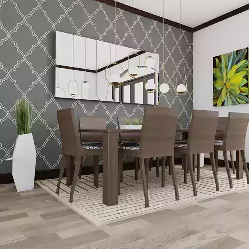 Dinning Room Wood Mirror Table Plants set 