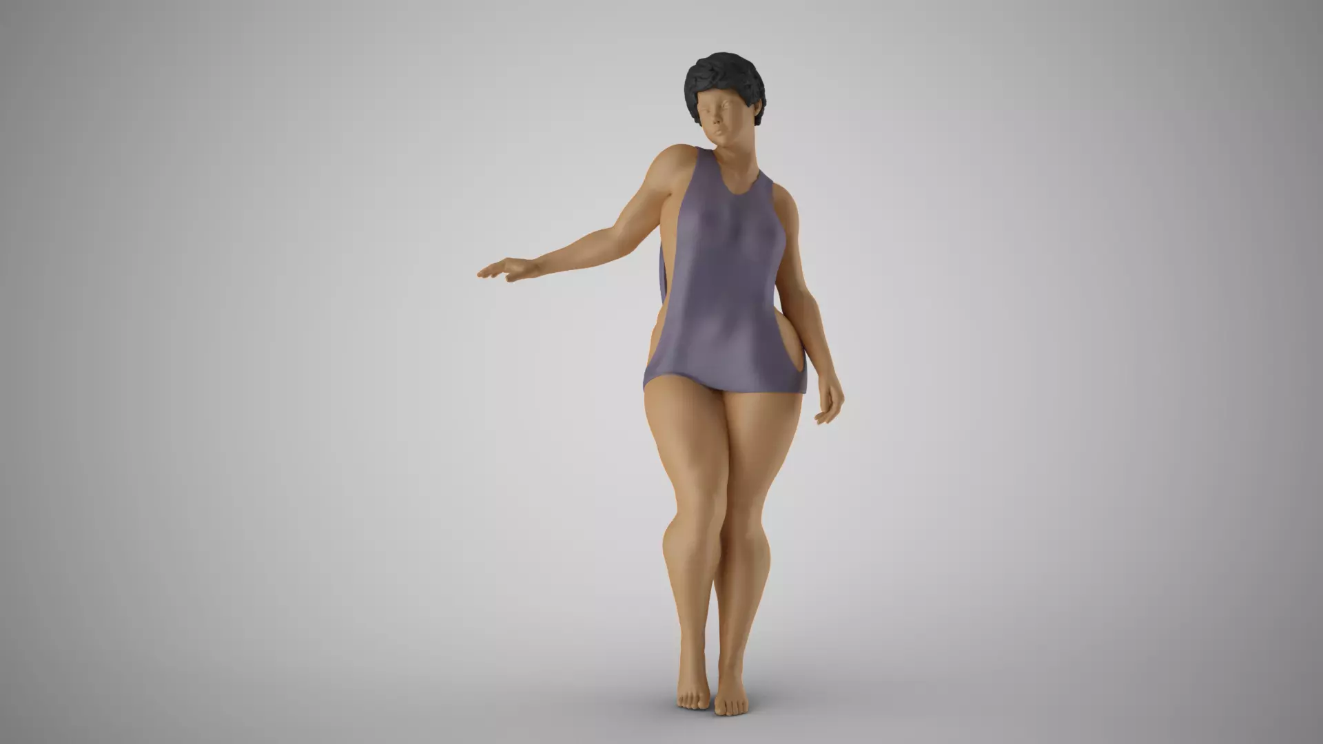 Girl Timid Touch 3D print model_0