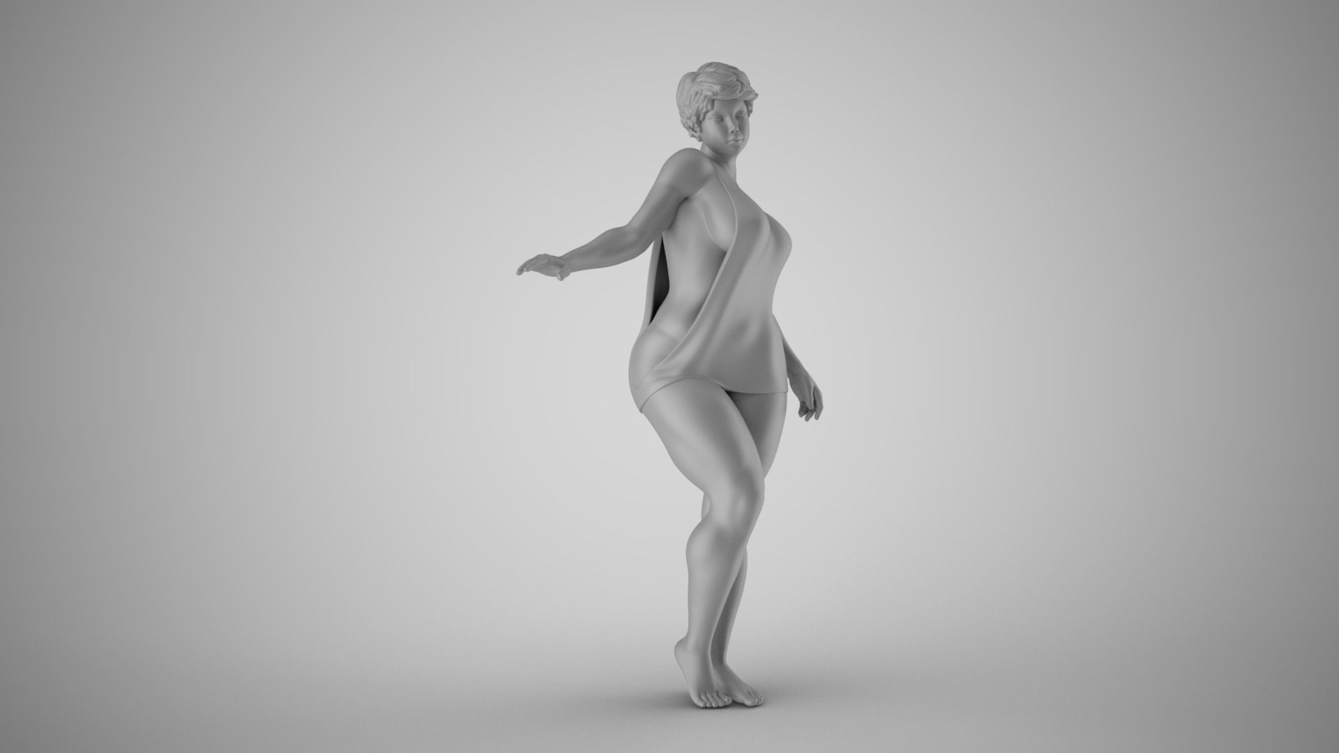 Girl Timid Touch 3D print model_3