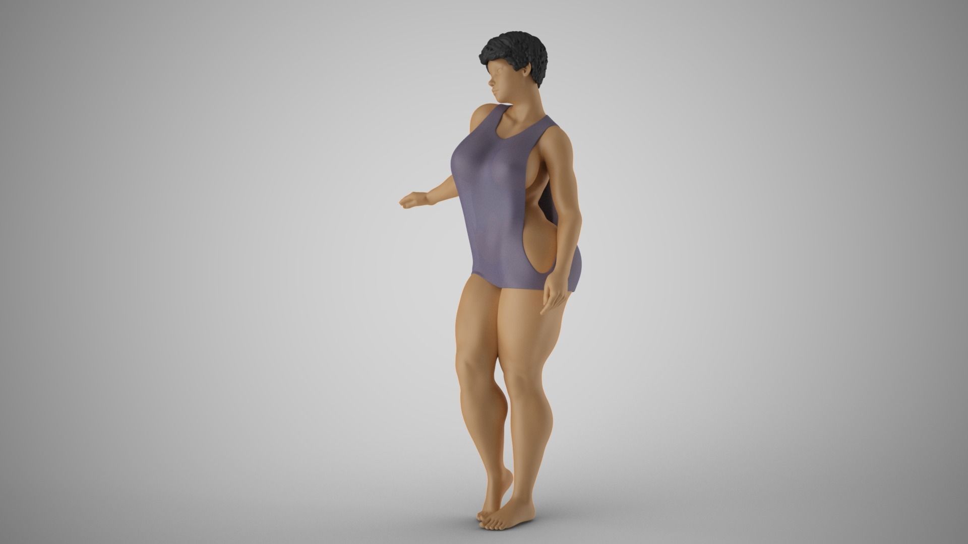 Girl Timid Touch 3D print model_10
