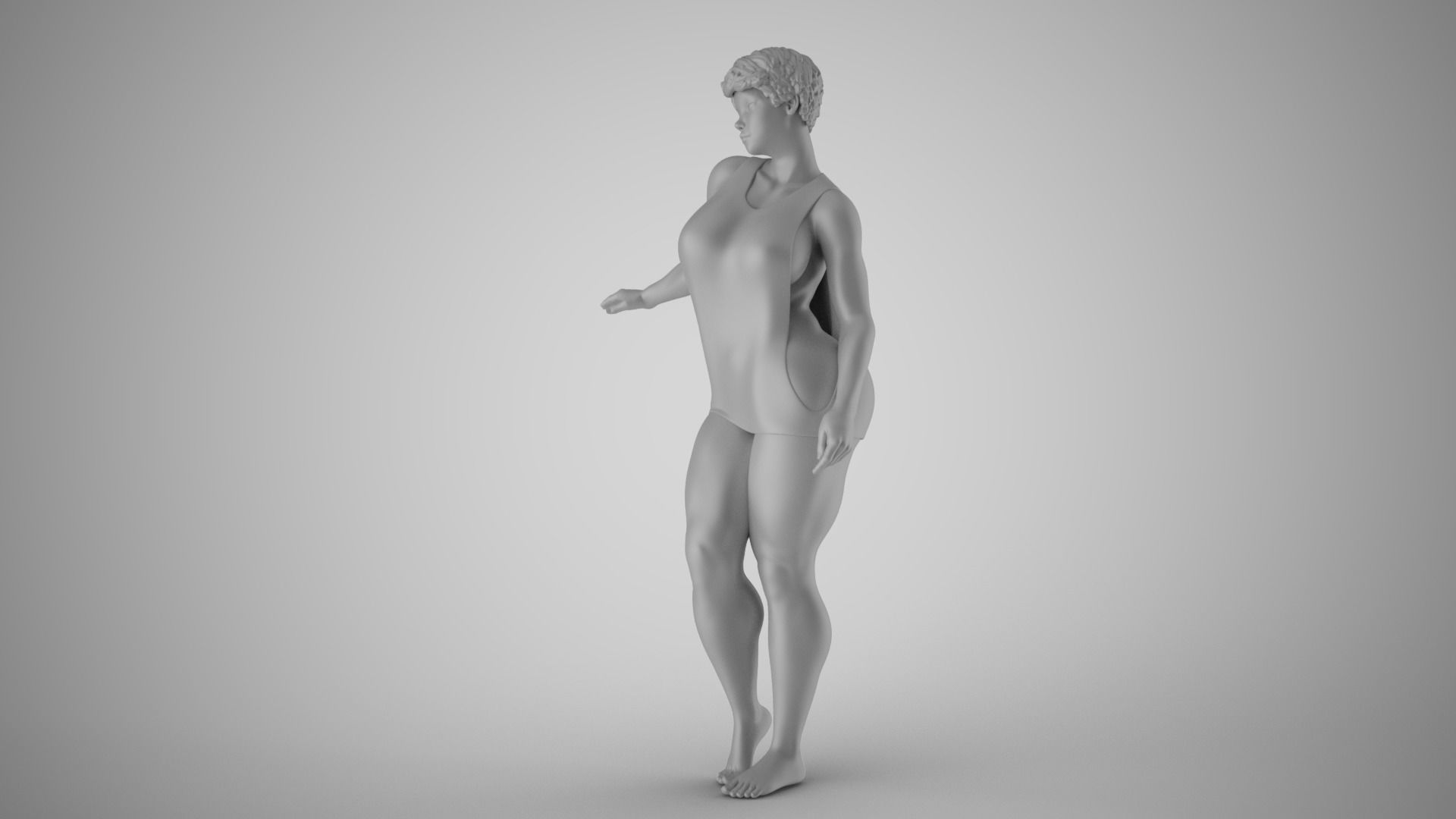 Girl Timid Touch 3D print model_1