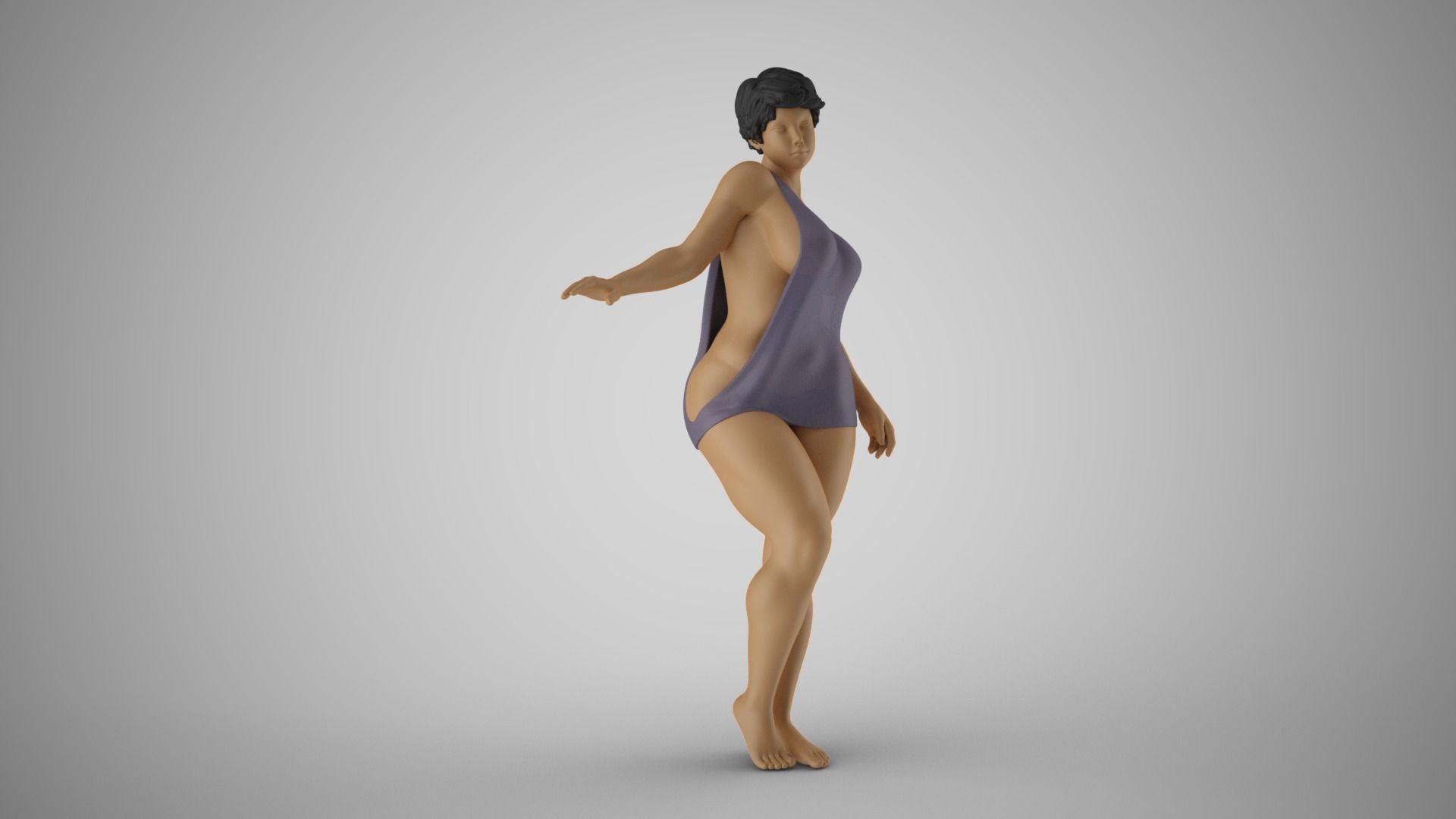 Girl Timid Touch 3D print model_4