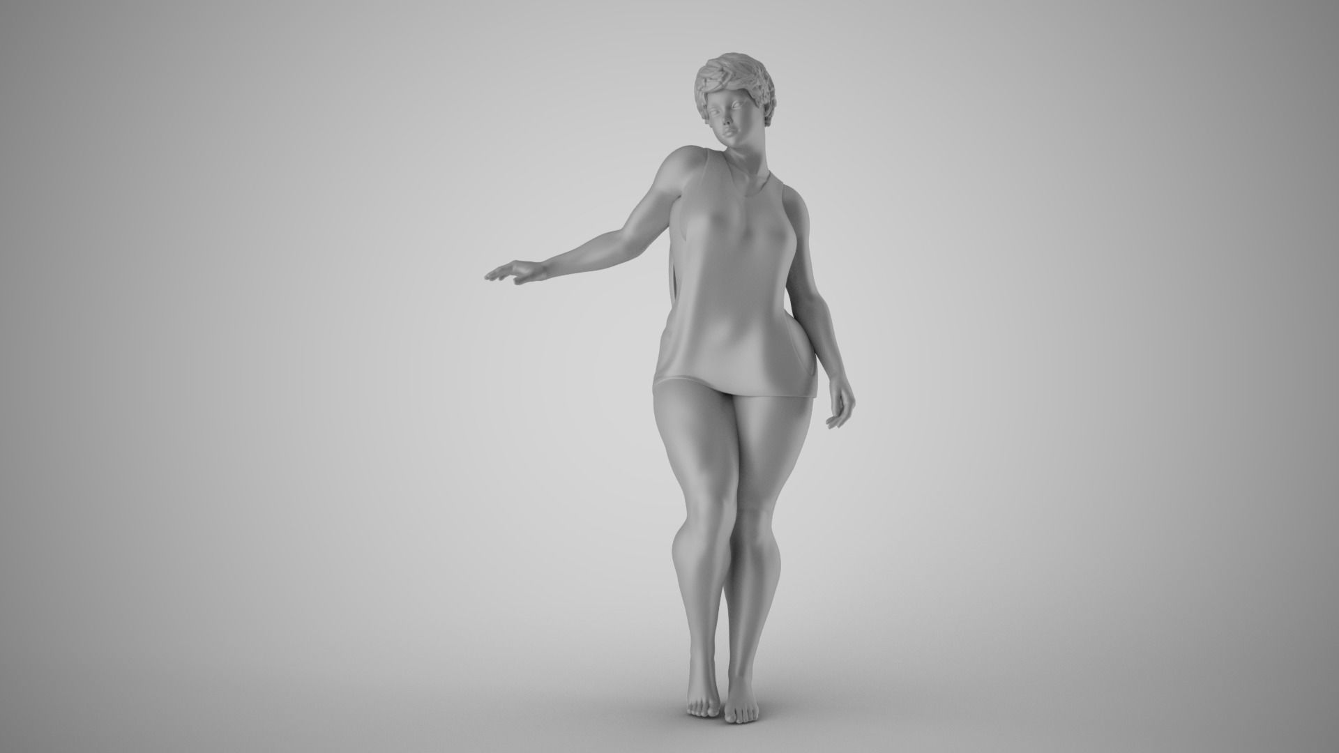 Girl Timid Touch 3D print model_2