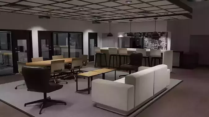 Office Scene - Low poly furnished 