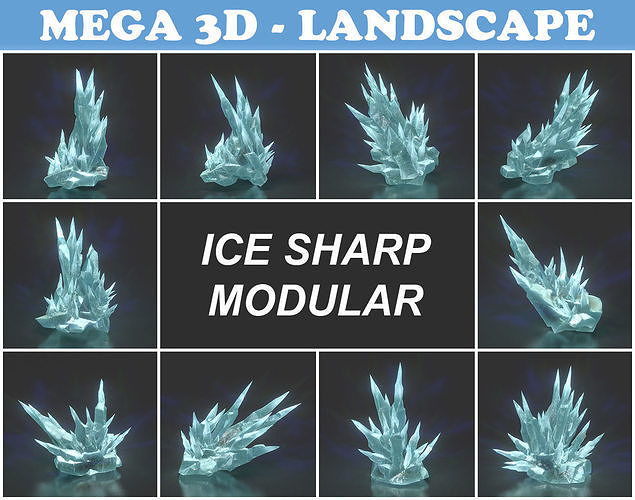 Low poly Sharp Ice Modular 210921 Low-poly 3D model