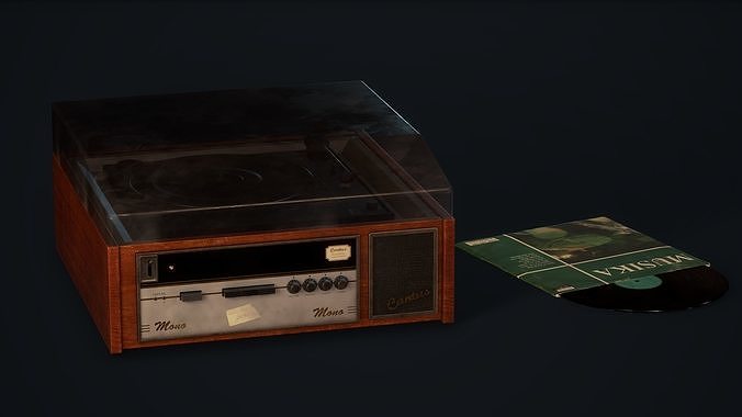 Old Turntable Record Player - PBR Model Low-poly 3D model