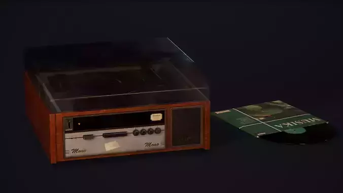 Old Turntable Record Player - PBR Model