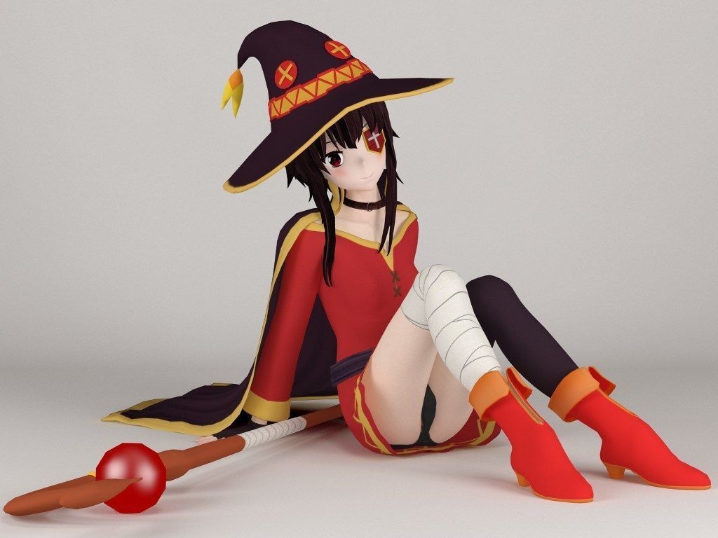 6 poses of Megumin 3D model_4