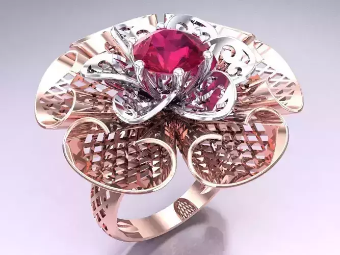  Mesh flower ring - Italian rings - Womens Rings - N6411
