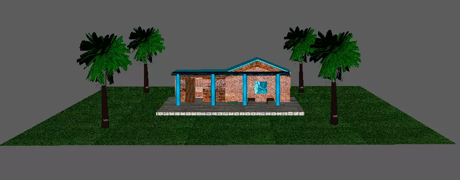house with palm trees 3D model_0