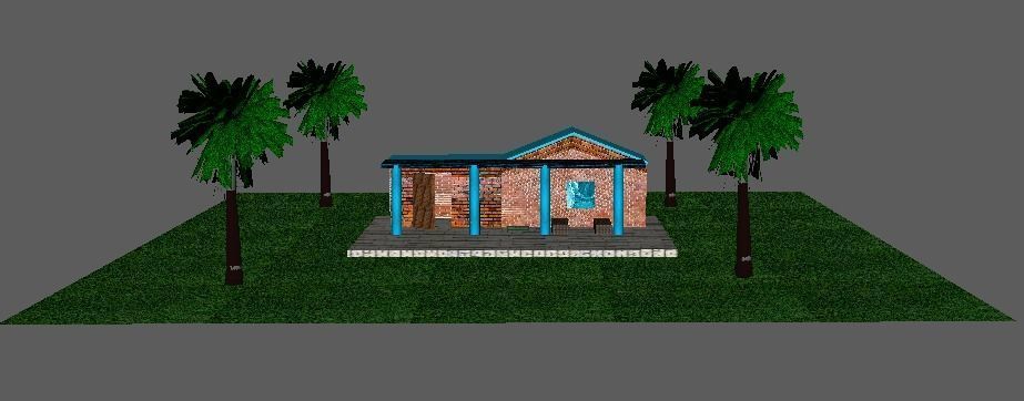 house with palm trees 3D model_1