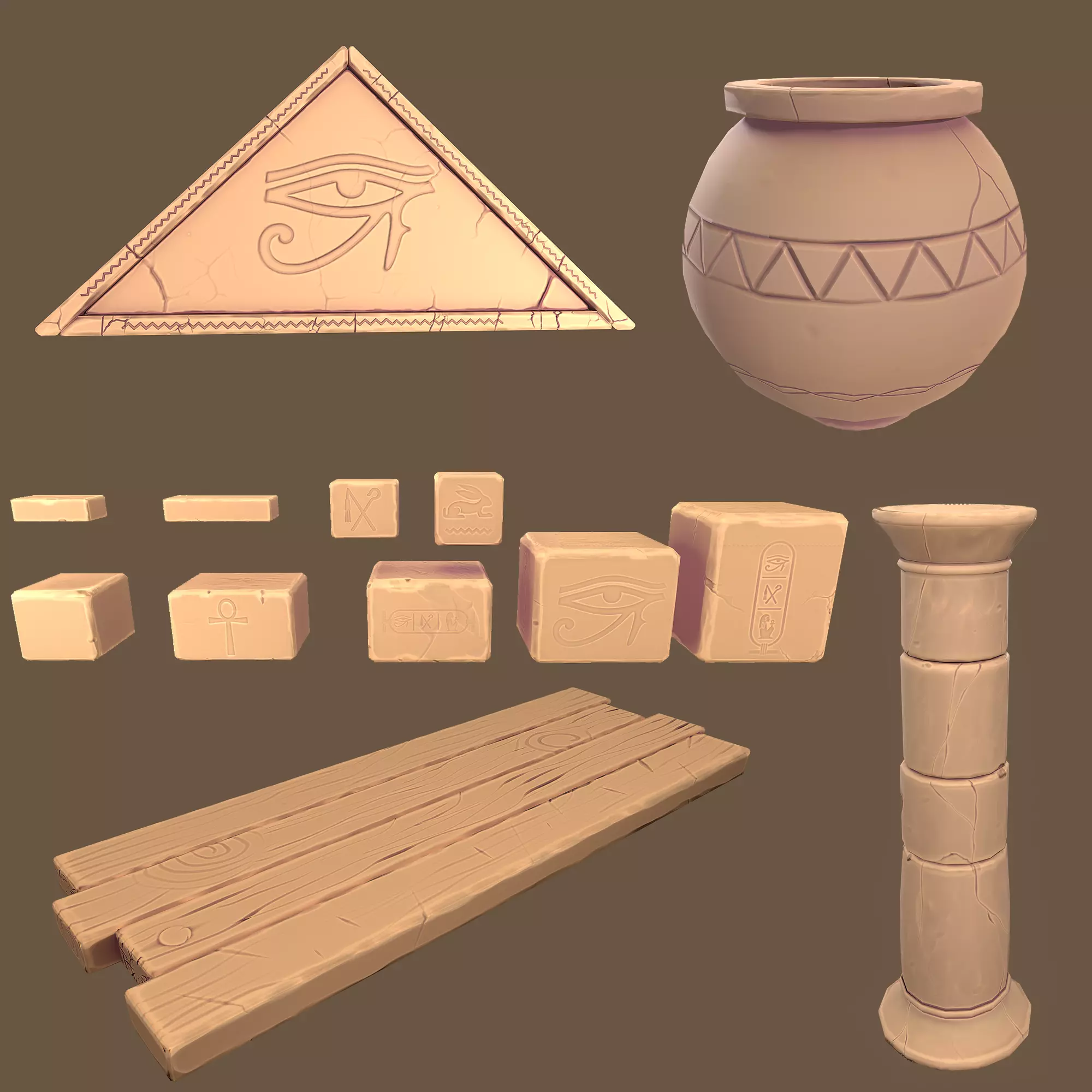 Stylized Set pole Low-poly 3D model_0