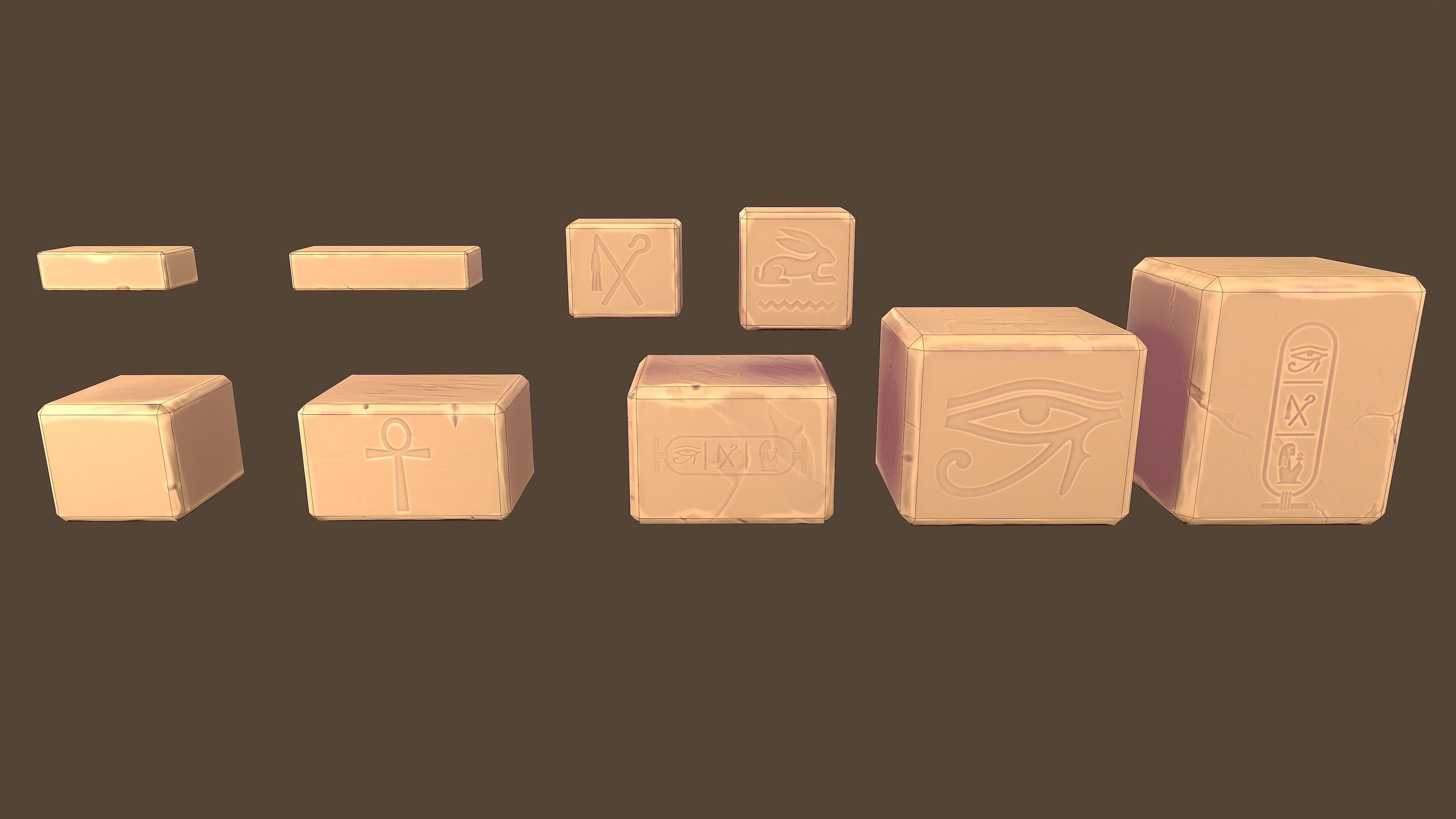 Stylized Set pole Low-poly 3D model_3