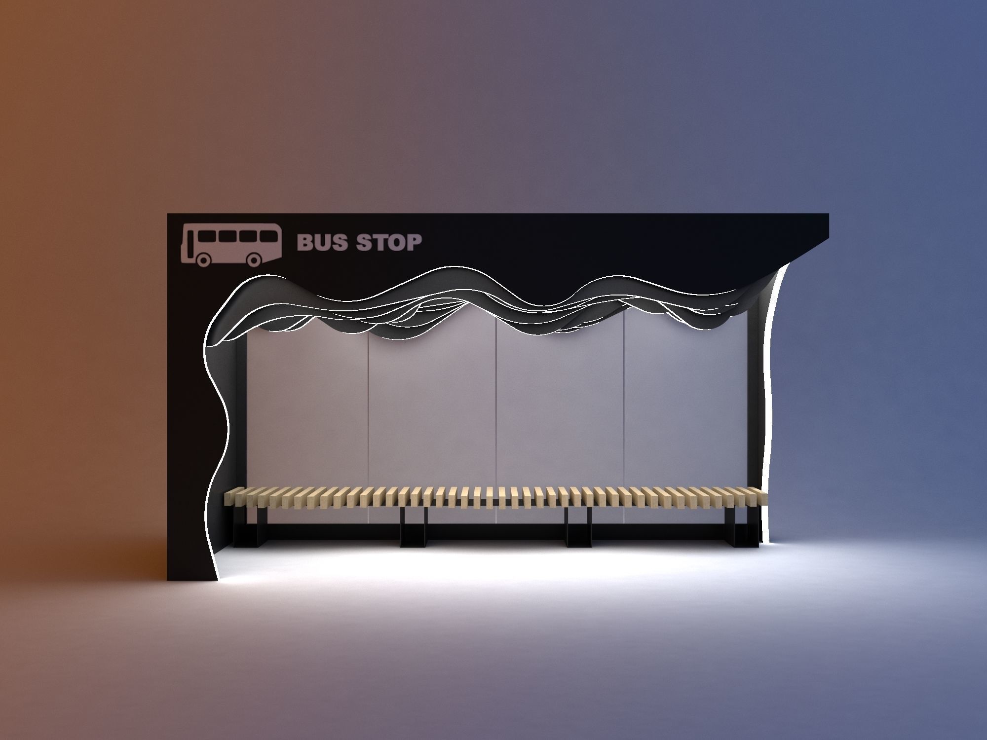 Parametric modern bus stop 3D model | CGTrader