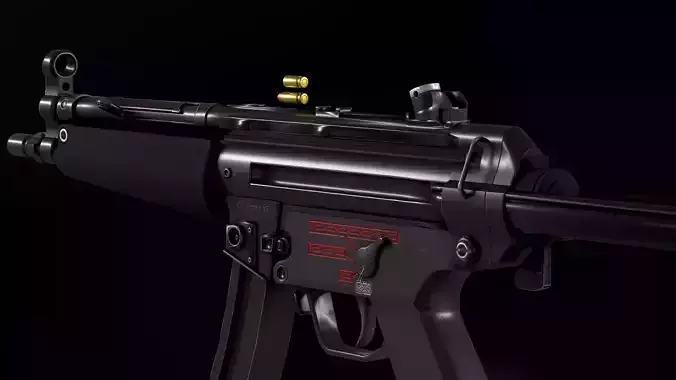 MP5 submachine gun low poly