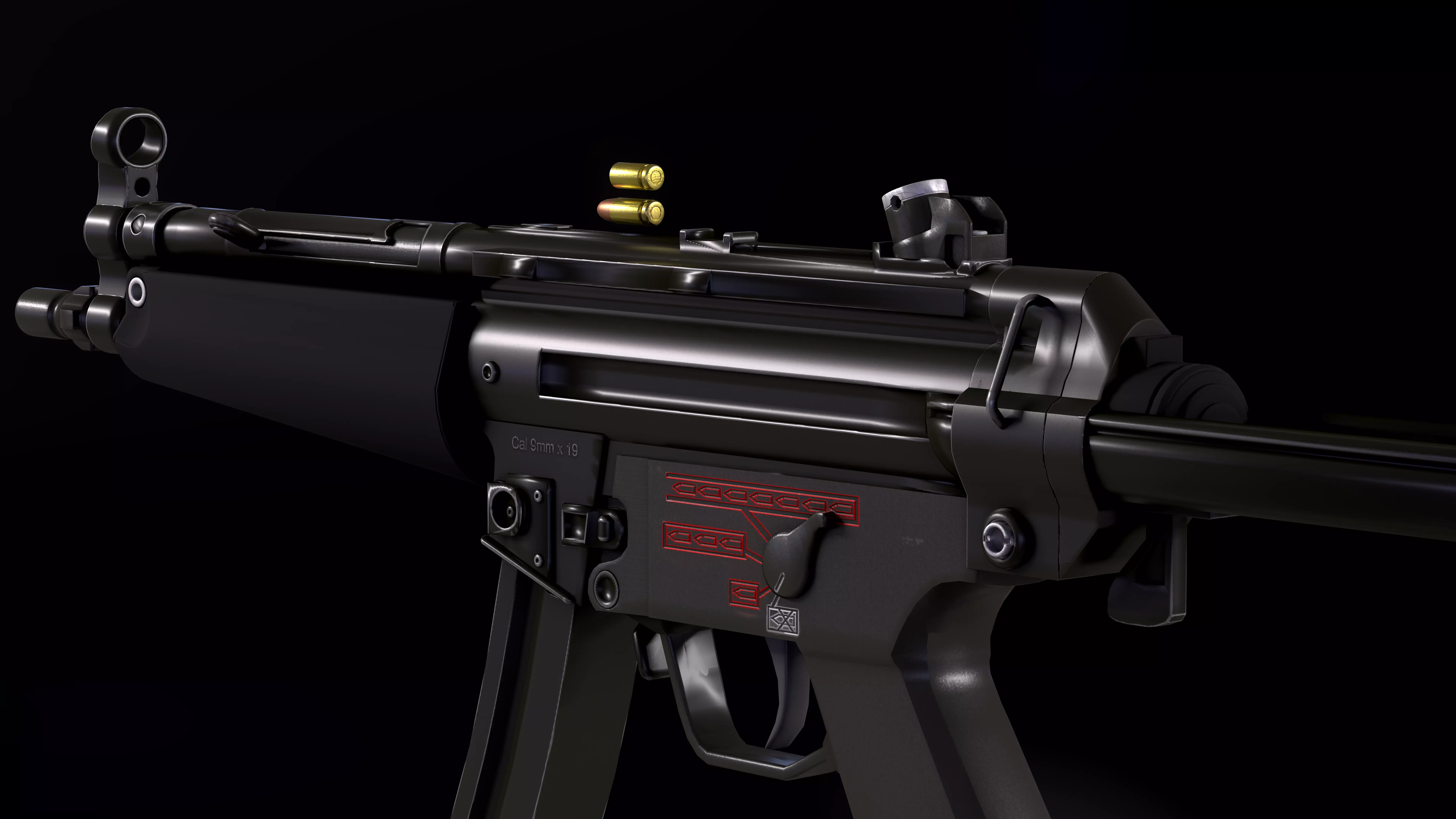 MP5 submachine gun low poly Free low-poly 3D model
