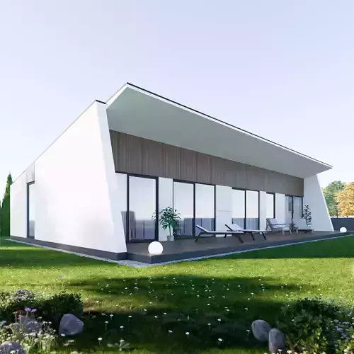 Family House 6 - Created with fully parametric Revit Families Low-poly 3D model