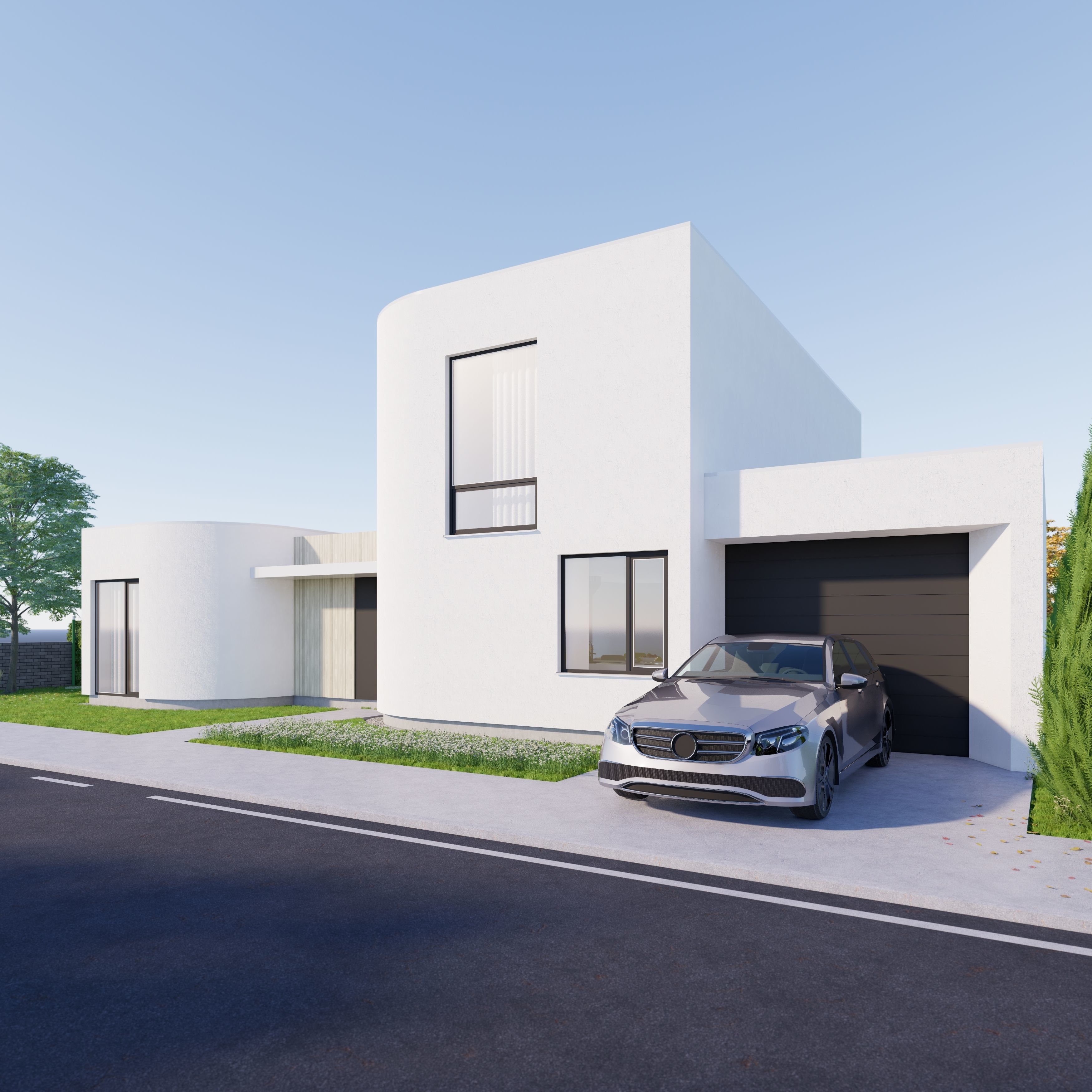 Family House 8 - Created with fully parametric Revit Families Low-poly 3D model_2