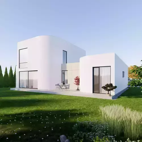 Family House 8 - Created with fully parametric Revit Families Low-poly 3D model