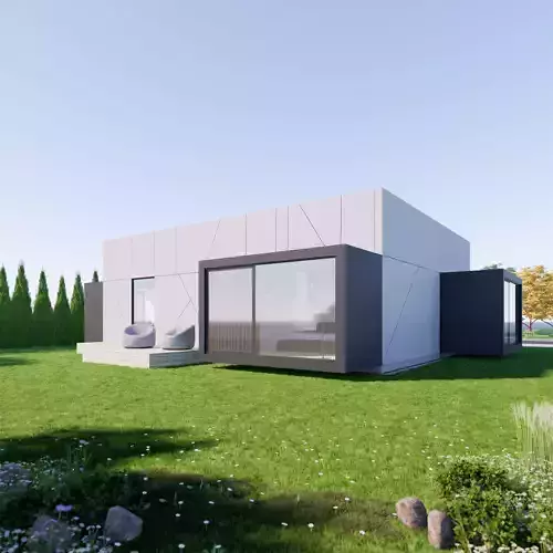 Family House 10 - Created with fully parametric Revit Families Low-poly 3D model