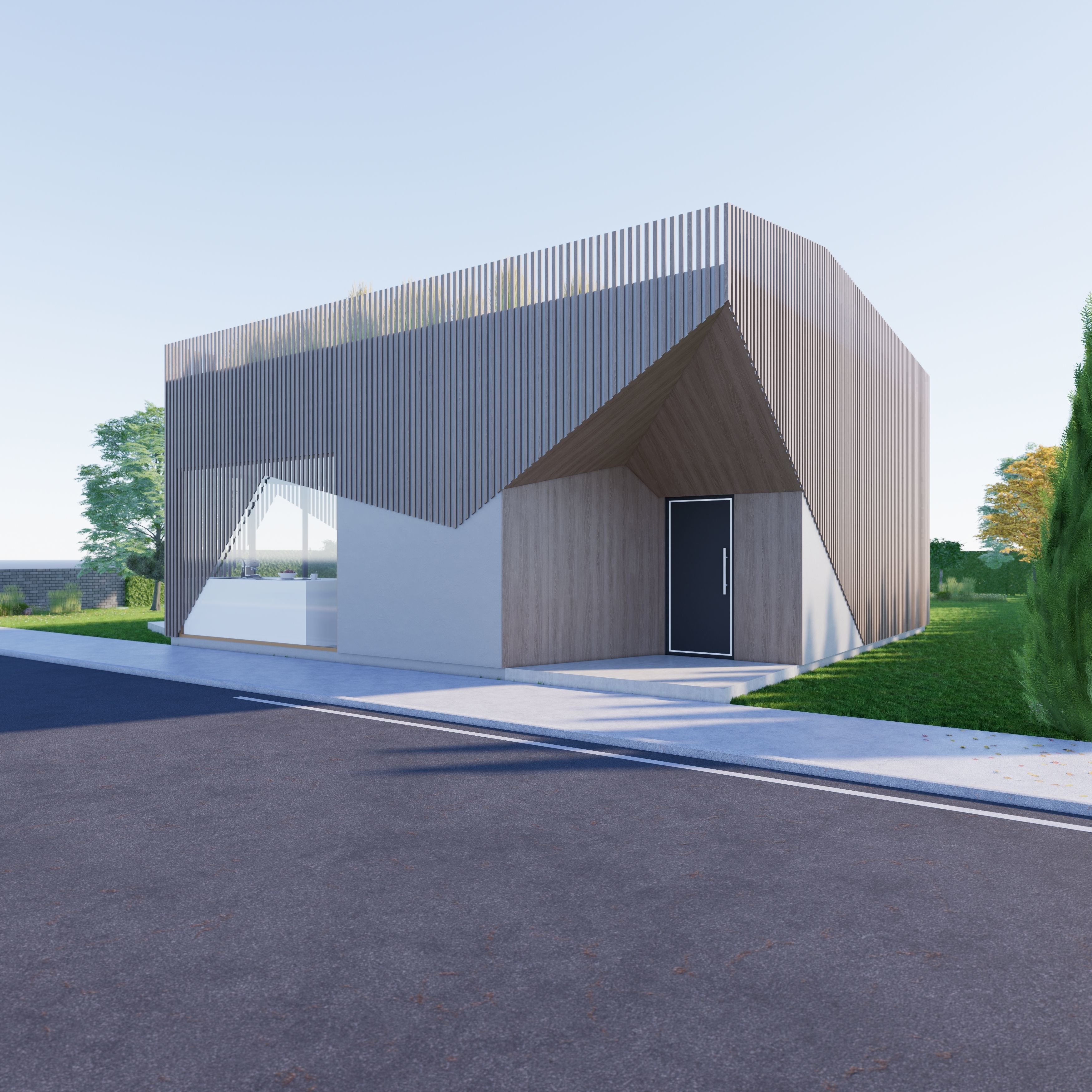 Family House 11 - Created with fully parametric Revit Families Low-poly 3D model_2