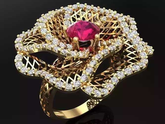  Mesh flower ring - Italian rings - Womens Rings - N6426