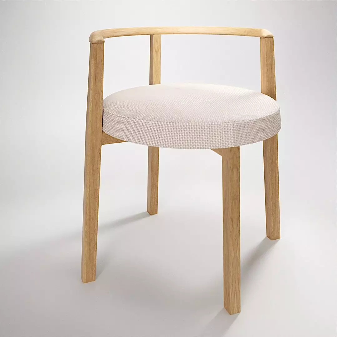RingChair wooden chair with fabric seat Free 3D model