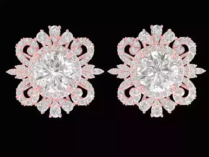 Elegant Floral Diamond Earrings for Women 2778
