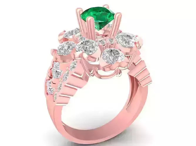 Floral Emerald Cluster Ring 2783