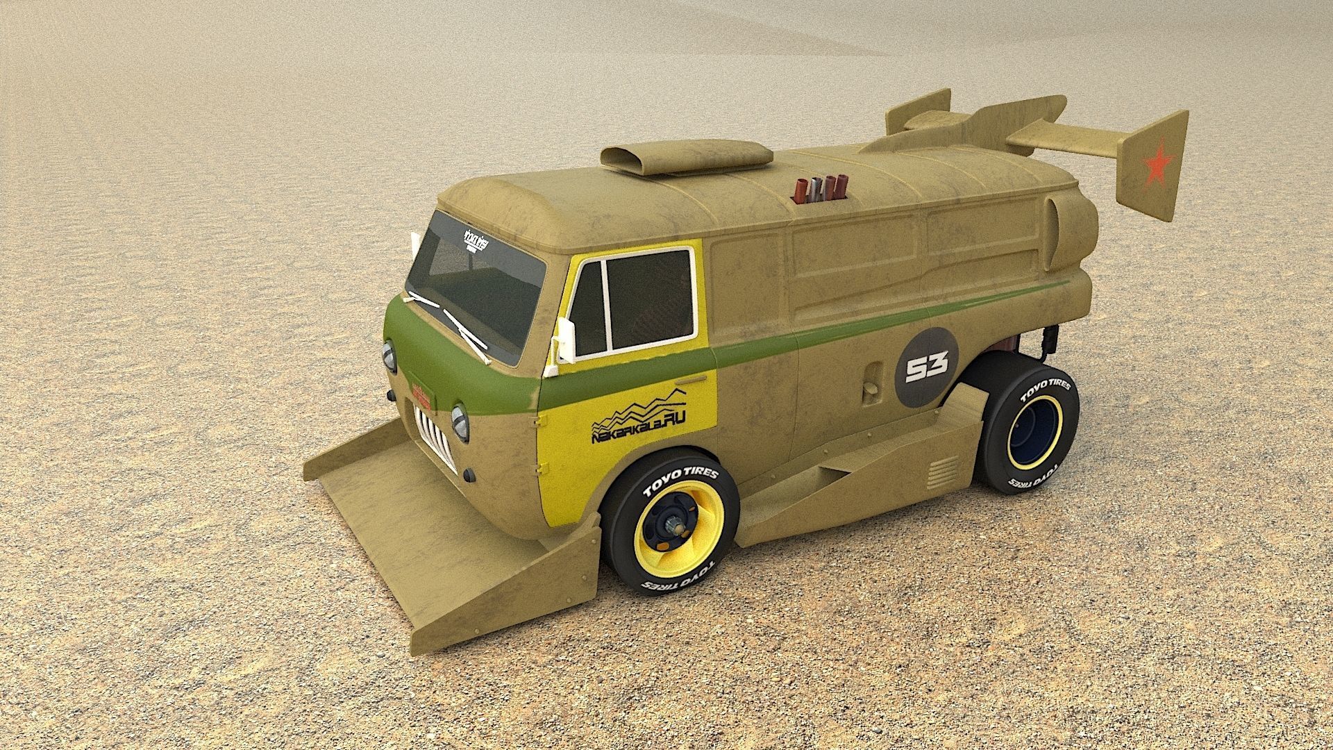 cyber punck car UAZ cyberTruck 3D model_3