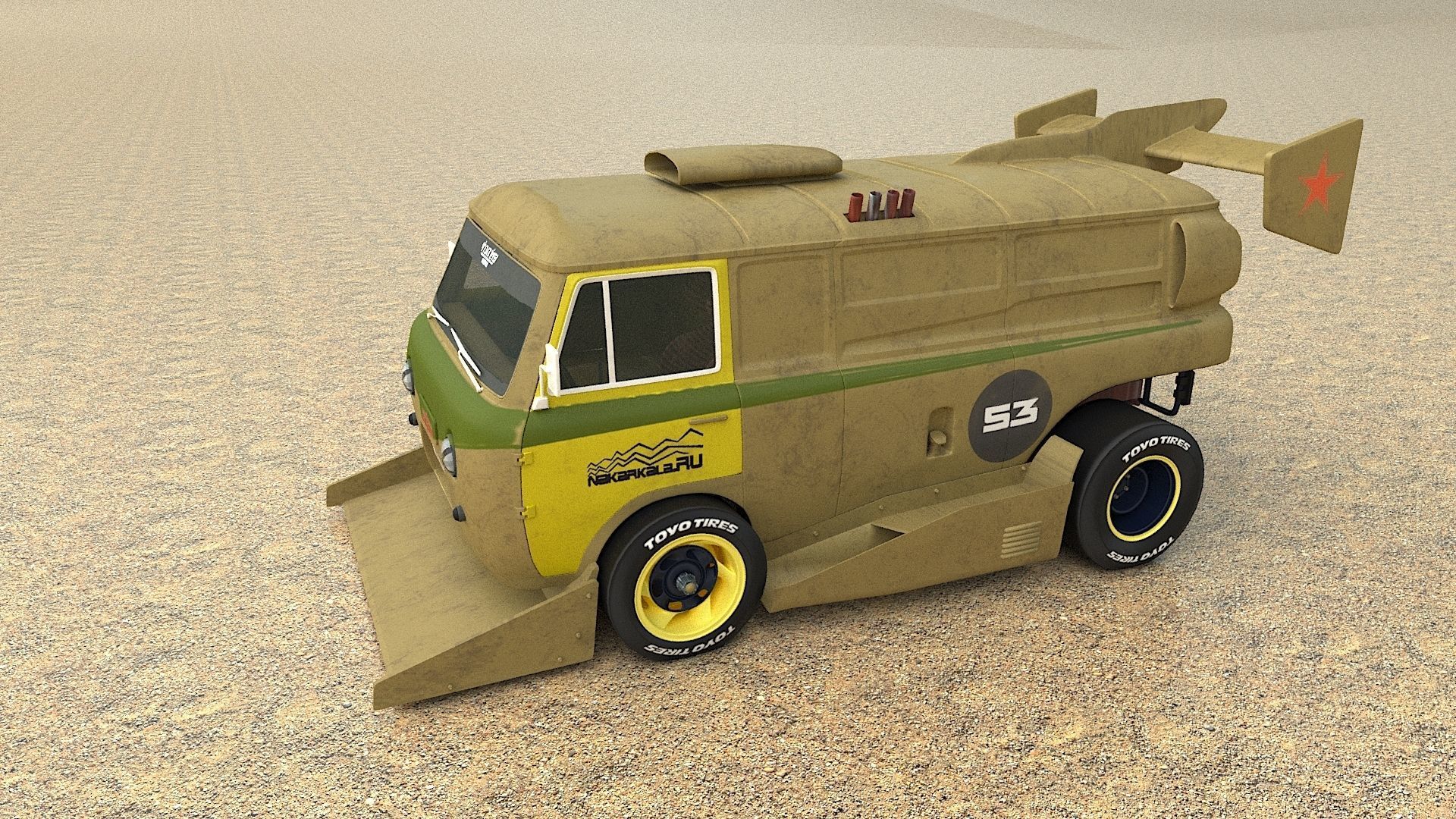 cyber punck car UAZ cyberTruck 3D model_4