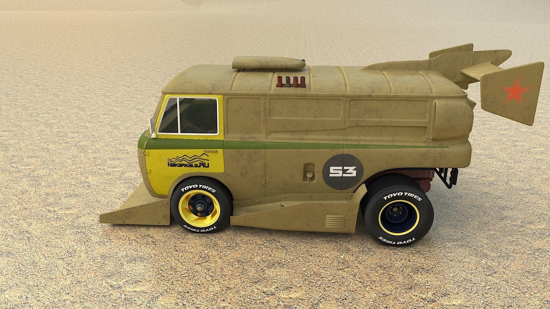 cyber punck car UAZ cyberTruck 3D model_7