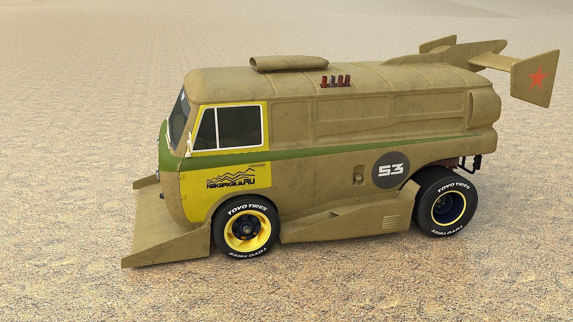 cyber punck car UAZ cyberTruck 3D model_5