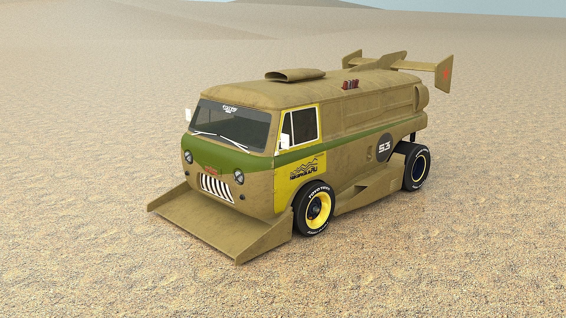 cyber punck car UAZ cyberTruck 3D model_1