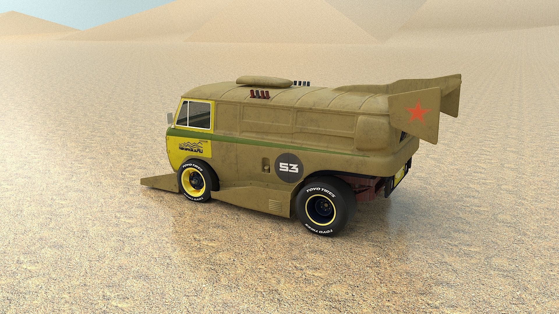 cyber punck car UAZ cyberTruck 3D model_11