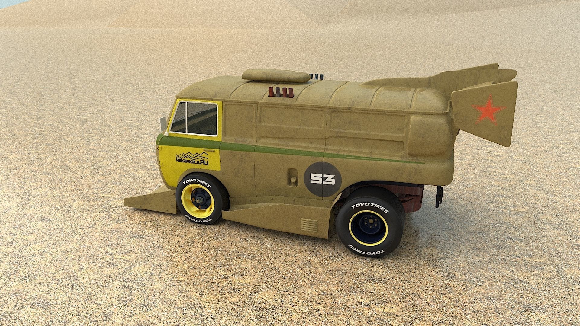 cyber punck car UAZ cyberTruck 3D model_9