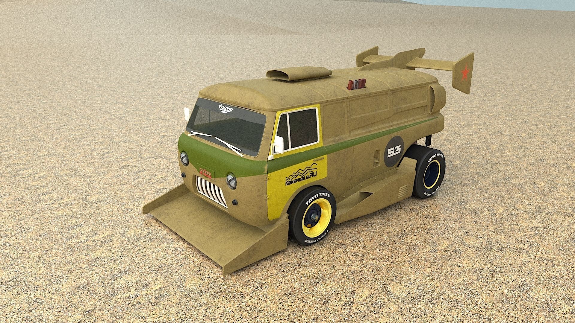 cyber punck car UAZ cyberTruck 3D model_2
