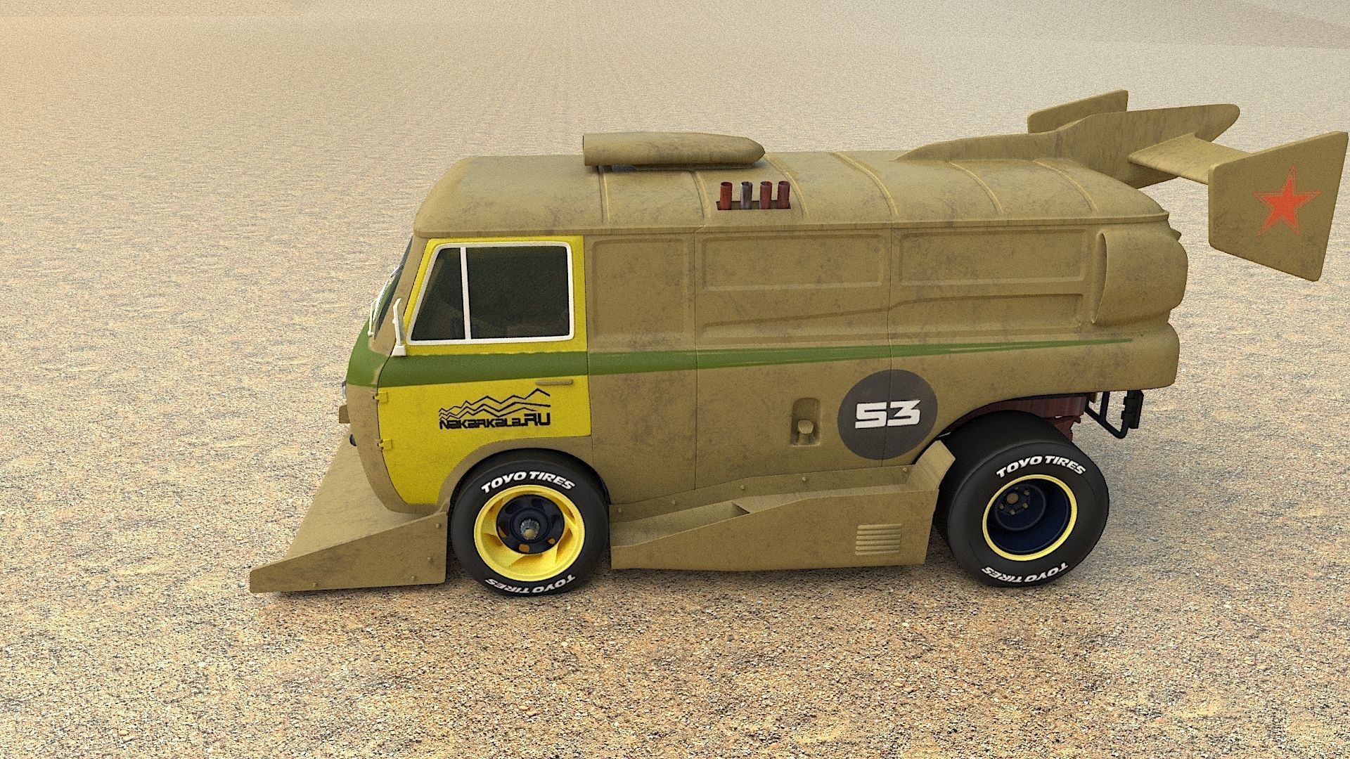 cyber punck car UAZ cyberTruck 3D model_6