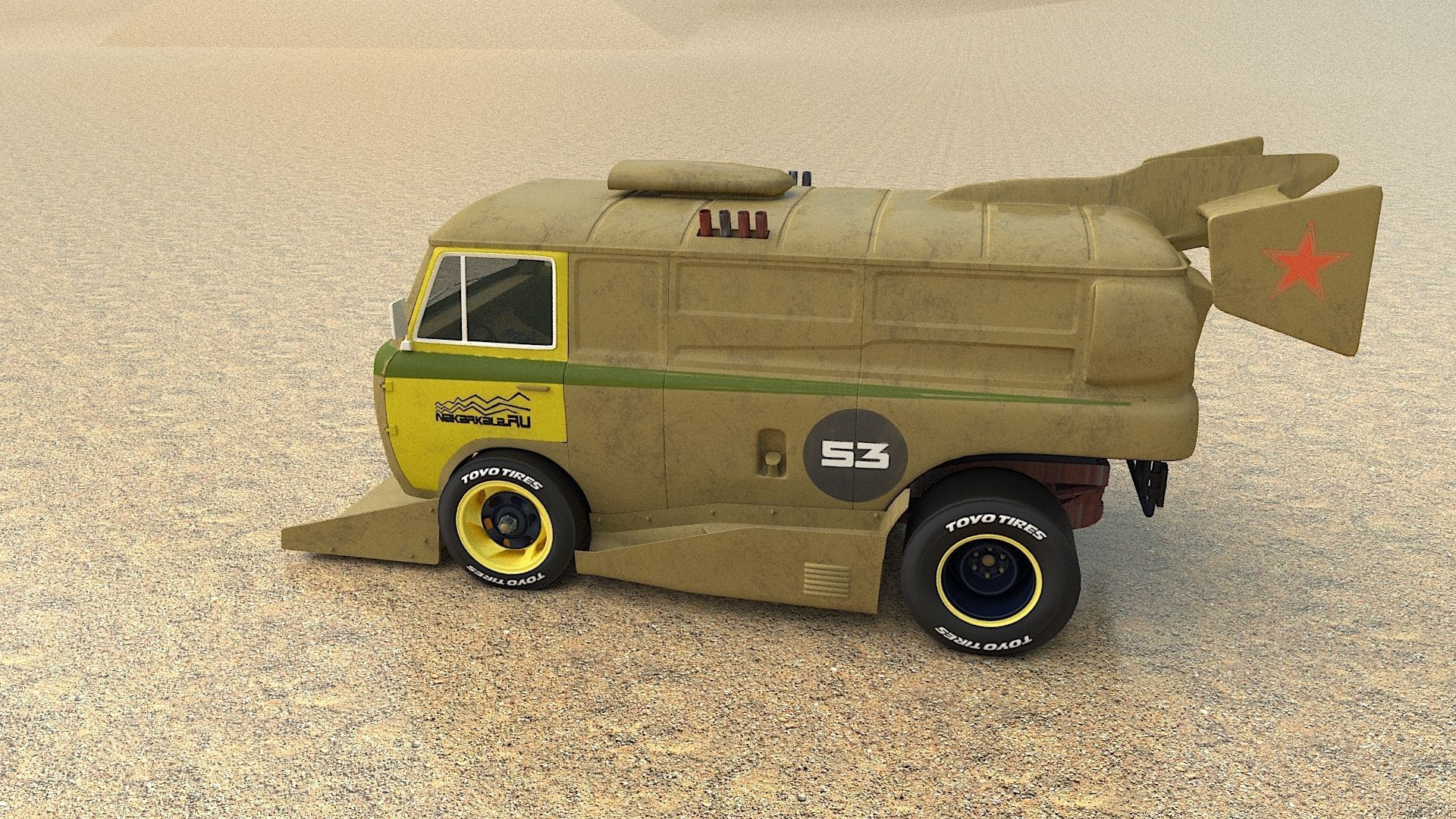 cyber punck car UAZ cyberTruck 3D model_8