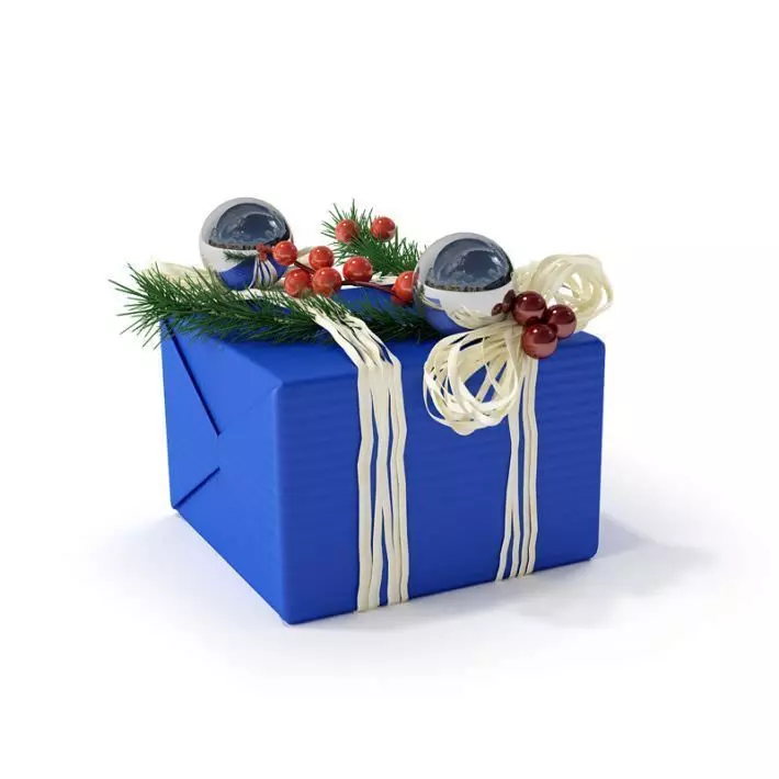 Gift Blue Christmas Box 3D model_0