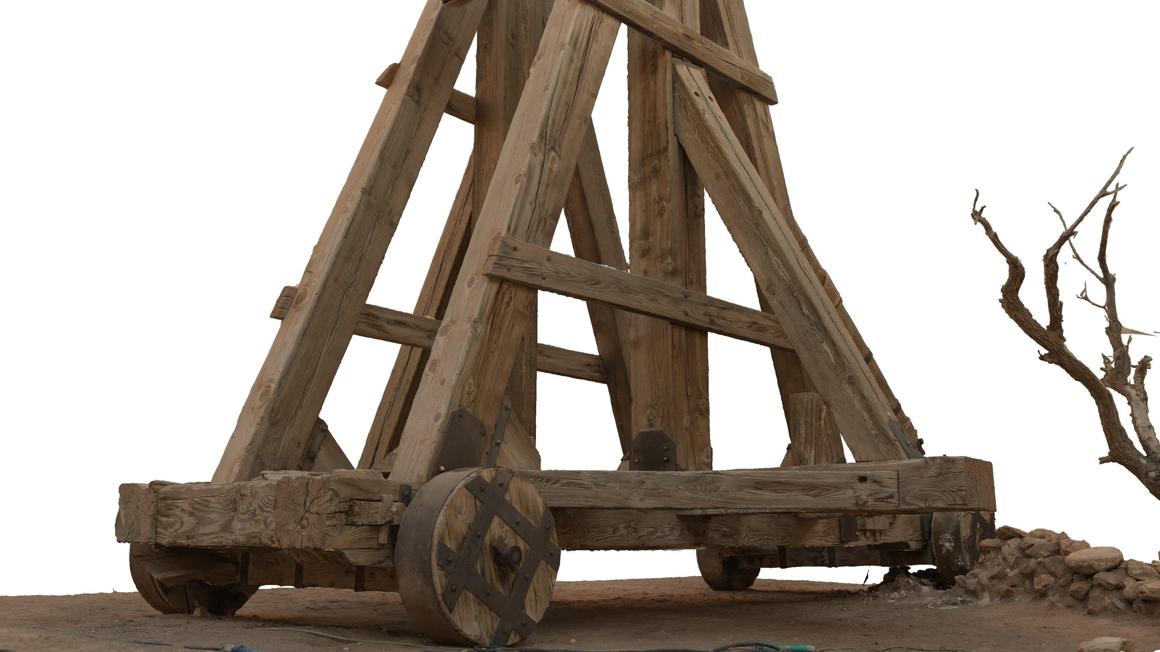Medieval Catapult from movie set 3D model_2