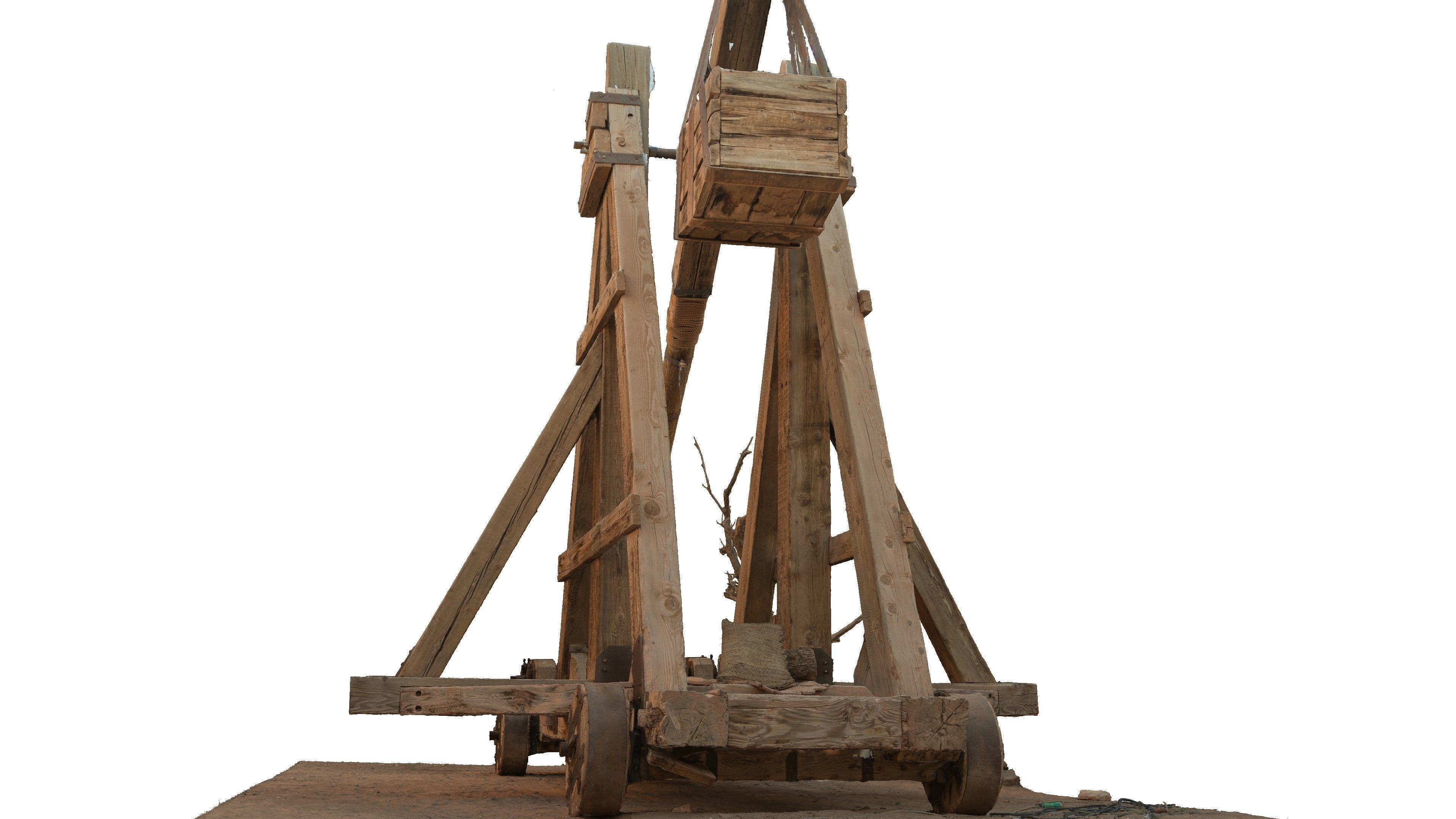 Medieval Catapult from movie set 3D model_5