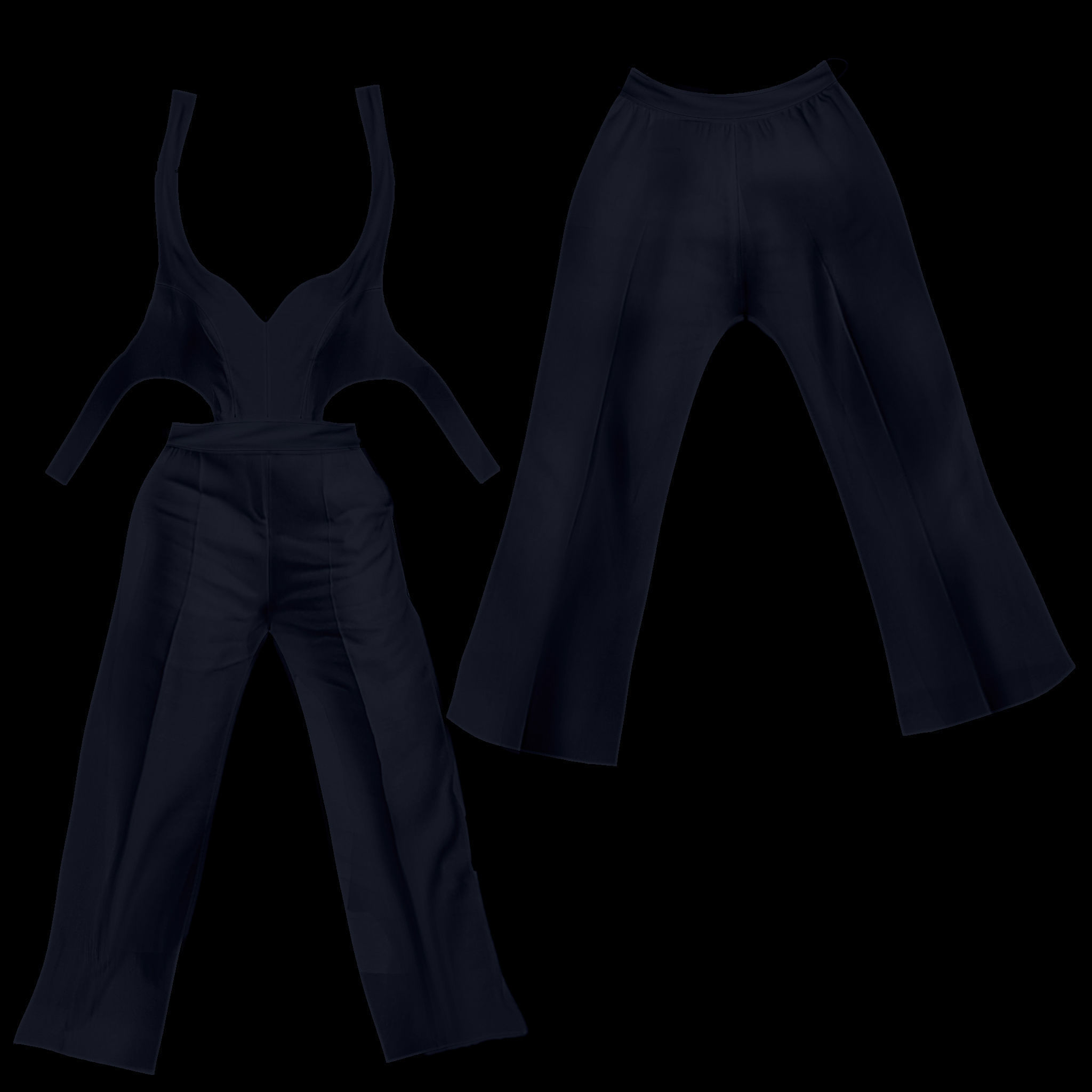 Cross Back Jumpsuit Low-poly 3D model_10