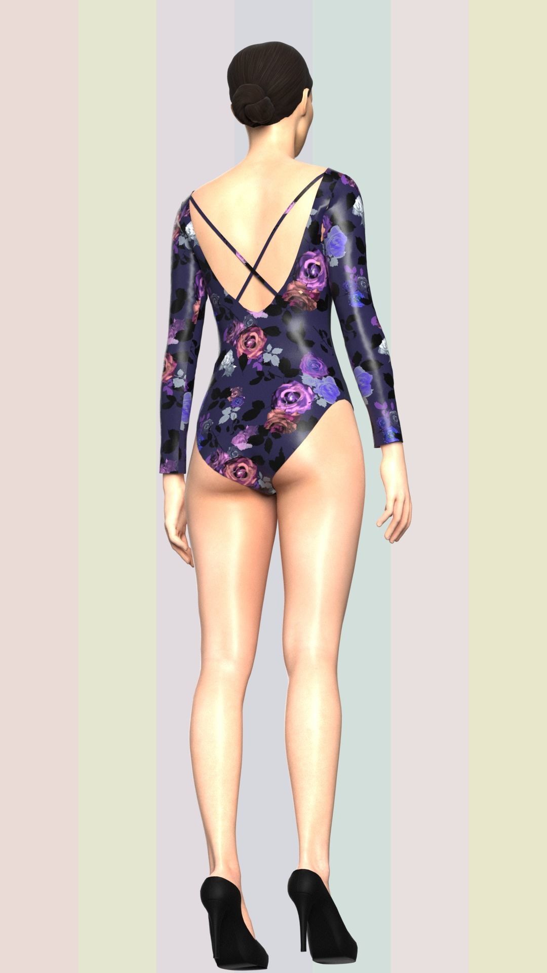 Ladies swimsuit Low-poly 3D model_1