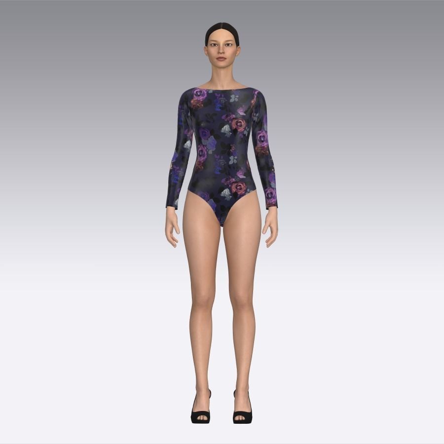 Ladies swimsuit Low-poly 3D model_3